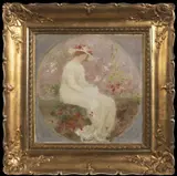 Max Švabinský, Seated Young Woman, After 1896, Oil on canvas and paperboard