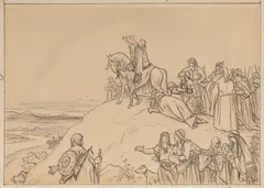 Mikoláš Aleš, The Arrival of Čech at Říp Mountain, 1895, Pen and ink and pencil drawing on paperboard
