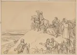 Mikoláš Aleš, The Arrival of Čech at Říp Mountain, 1895, Pen and ink and pencil drawing on paperboard
