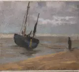 Alfred Zoff, Beach with Boats in Belgium
