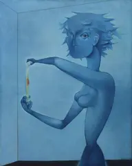 Mikuláš Medek, ACTION I (Egg), 1955-1956, Egg tempera and oil on canvas