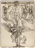 Christ on the Cross with Three Angels by Albrecht Durer, Early 16th century, Woodcut, paper, sold Dec 2019