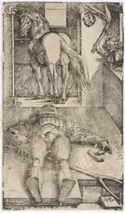 Hans Baldung Grien, Sleeping Groom and Sorceress, 1544, Woodcut