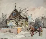 Stanisław Jan Łazorek, Zimowy Kazimierz Dolny, 1988, 1988, olej, płótno