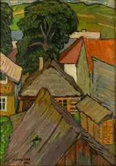 Helena Cygańska-Walicka, Pejzaż letni, 1956, 1956, olej, tektura