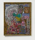Robert Combas, Décapitation de Marie Stuart, Queen of Scots, 2000, Mischtechnik auf Leinwand, in bemaltem Künstlerrahmen