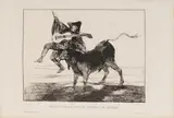 Francisco Goya, "Aveugle enlevé sur les cornes d'un Taureau", 1867, Radierung auf Papier