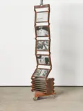 Phototreppe by Bernd Jansen und Johannes Lenhart, Stahlrahmen mit 12 bedruckten Glasscheiben auf Rollbrett, sold Oct 2023