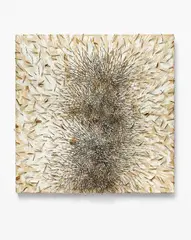 Günther Uecker, "Weißer Schrei", 1990, Eingeschlagene Nägel und weiße Farbe auf Leinwand. Auf Holz, geritzt