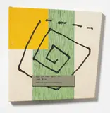 Martin Kippenberger, Hogar para almas que no solo quieren lo uno (Sammelplatz für Seelen, die nicht nur das Eine wollen), 1985, Bedrucktes Plexiglasschild und Acryl auf verschiedenen Stoffen