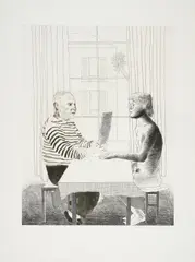 David Hockney, Artist and model, 1973/74, Radierung auf Arches