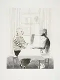 David Hockney, Artist and model, 1973/74, Radierung auf Arches