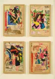 Arthur Aesbacher, Konvolut von 4 Collagen, 1963, Jeweils Collage auf Packpapier