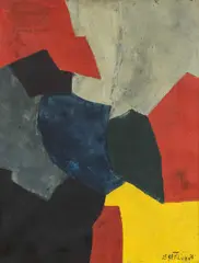 Serge Poliakoff, Composition abstraite, Ca. 1957, Mischtechnik auf Rupfen