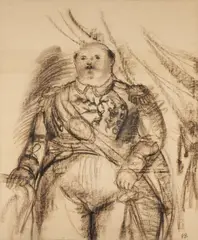 Fernando Botero, Ohne Titel, Kohlezeichnung auf Leinwand
