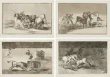 Francisco Goya, Vier Blätter aus der Folge "Tauromaquia", Radierung und Aquatinta auf Büttenpapier