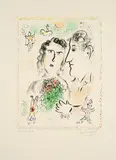 Marc Chagall, Fiancailles au cirque, 1983, Farblithografie auf Arches (Wasserzeichen)