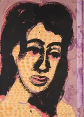 A. R. Penck, Frauenporträt (Waltraud), 1975, Acryl auf Rückpappe eines Malblocks