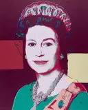 Queen Elizabeth II of the United Kingdom (Aus: Reigning Queens 1985) by Andy Warhol, 2022, Farbserigrafie mit Diamantstaub auf leichtem Karton, sold Mar 2023