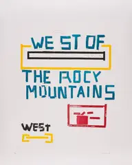 Lawrence Weiner, West of the Rocky Mountains, 1996, Farbradierung und Aquatinta auf Büttenkarton