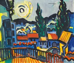 Ernst Mollenhauer, "Pyrenäenlandschaft", 1955, Öl auf Leinwand