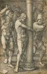 Geißelung Christi by Lucas van Leyden, 1521, Kupferstich auf Papier, sold Jan 2024