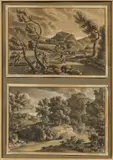 Ferdinand Kobell, Zwei Zeichnungen:, Jeweils: Bleistift, Tusche, Aquarell, weiß gehöht auf Papier