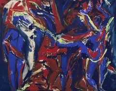 Barbara Heinisch, "Scenes", 1986, Tempera auf Nessel