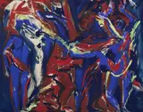 Barbara Heinisch, "Scenes", 1986, Tempera auf Nessel