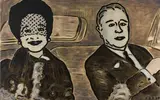C. O. Paeffgen, Herzogin von Windsor und Lord Mountbatten im Auto, 1972, Acryl auf Fotoleinwand