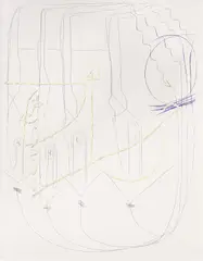 Jana Schröder, "Spontacts K5", 2016, Kopierstift und Öl auf Leinwand