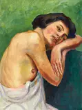 Eugen Spiro, Träumendes Mädchen im Negligé, 1907, Öl auf Leinwand
