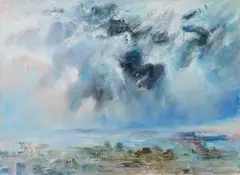 Peter Möbius, Steine im Wasser, 1991/92, Öl auf Leinwand