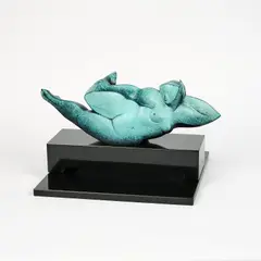 Willem Lenssinck, Sunshine, 1994, Bronze, blaugrün patiniert. Mit Granitsockel und Sockelplatte
