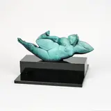 Willem Lenssinck, Sunshine, 1994, Bronze, blaugrün patiniert. Mit Granitsockel und Sockelplatte
