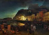 Oswald Achenbach, Fest der Santa Lucia in Neapel, 1886, Öl auf Leinwand