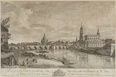 Bernardo Bellotto, Perspective du Pont de Dresde sur L'Elbe, Kupferstich auf Papier