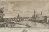 Bernardo Bellotto, Perspective du Pont de Dresde sur L'Elbe, Kupferstich auf Papier
