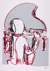 Ohne Titel by Markus Lüpertz, 2015, Farbserigrafie auf leichtem Karton, sold Mar 2023