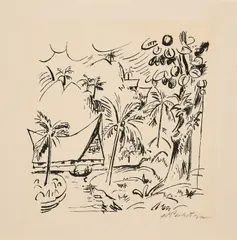 Reisebilder 41 (Südseelandschaft) (Aus: Südsee) by Max Pechstein, 1919, Lithografie auf Velin, sold Apr 2023