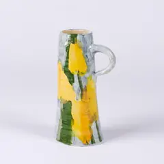 Vase mit Tulpen by Klaus Fußmann, 2009, Keramik, farbig gefasst und glasiert, sold Mar 2023
