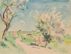 Kurt Kühn, Der Spaziergang, Aquarell auf Velin