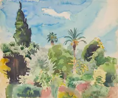 Kurt Kühn, Palmenlandschaft, Aquarell auf Velin
