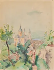 Kurt Kühn, Der Spaziergang, Bleistift und Aquarell auf Velin