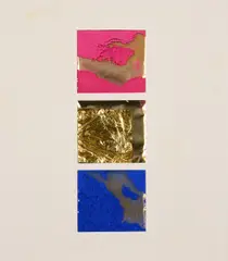 Aus: Edition Original I" by Yves Klein, 1962/64, Blattgold und Pigment in transparenter Kunststofffolie auf Blattgold belegtem Karton, darüber Passepartout auf Unterlage, sold May 2023