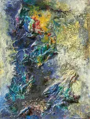 "Merlin" by Bernard Schultze, 1957, Öl und Mischtechnik auf Hartfaser, sold Jun 2023