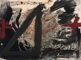 Antoni Tàpies, Triangle (Aus: Negre i roig), 1976, Farbradierung, mit Pulver bestäubt und geprägt, auf Bütten
