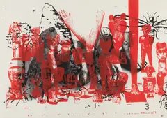 Walter Dahn, Ohne Titel, 1987, Acryl über Serigrafie auf Velin