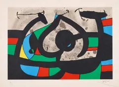 Aus: Le Lézard aux Plumes d'Or by Joan Miró, 1971, Farblithografie auf Japan, sold Apr 2023
