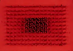 Bernard Aubertin, Tableau clous, 1969, Nägel in Holzplatte, farbig gefasst